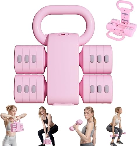 Juego de pesas rusas ajustables, juegos de pesas rusas 4 en 1 (5.5 libras, 7.7 libras, 9.9 libras, 12.1 libras) para mujeres, juego de 2 mancuernas