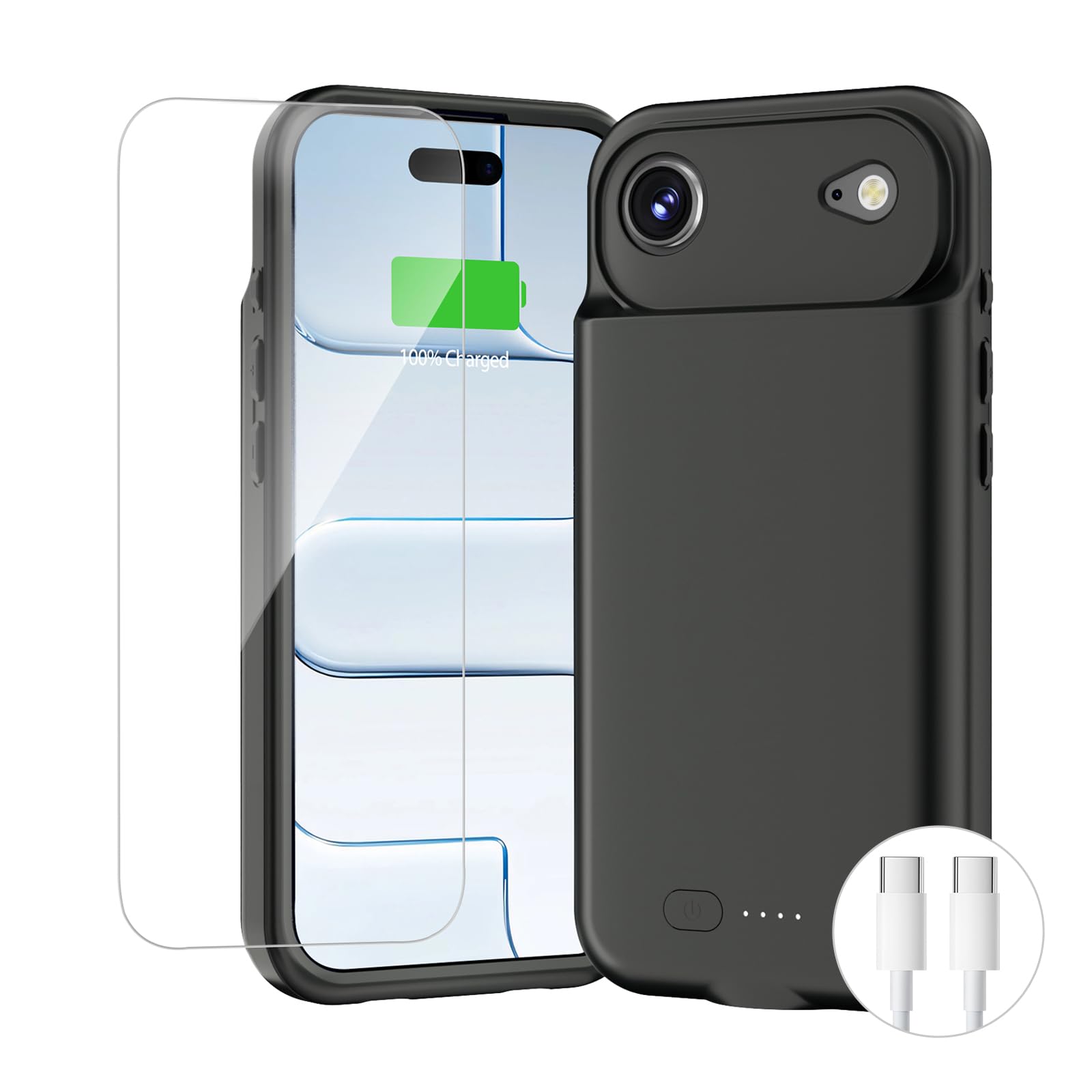 BOPPS Battery Case for iPhone 17 Air 【2026 New】,Powerful 8500mAh Portable Charger Case 360°Protection Rechargeable Extended Charging case for iPhone 17 Air 6.5inch,(Black)