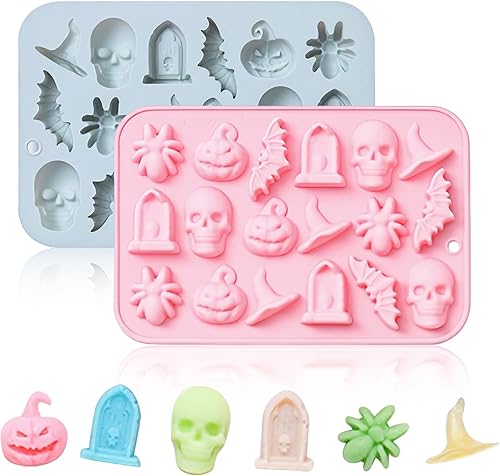 Juego de 2 moldes de silicona para chocolate de Pascua 36 cavidades de conejo, huevo, cabeza de conejo, formas de cesta, moldes antiadherentes de