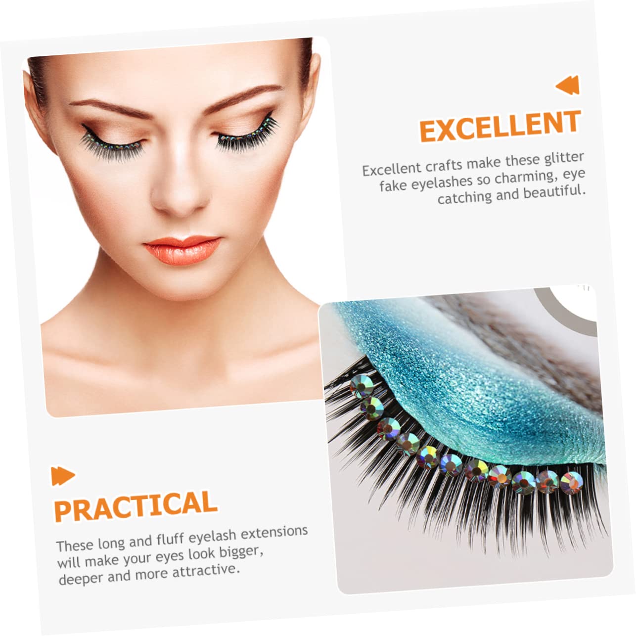 Didiseaon 4 Set Di Ciglia Finte Decorative Di Gemme Per Occasioni Look Rapido E Distintivo Per Le Donne 10 Paia*4