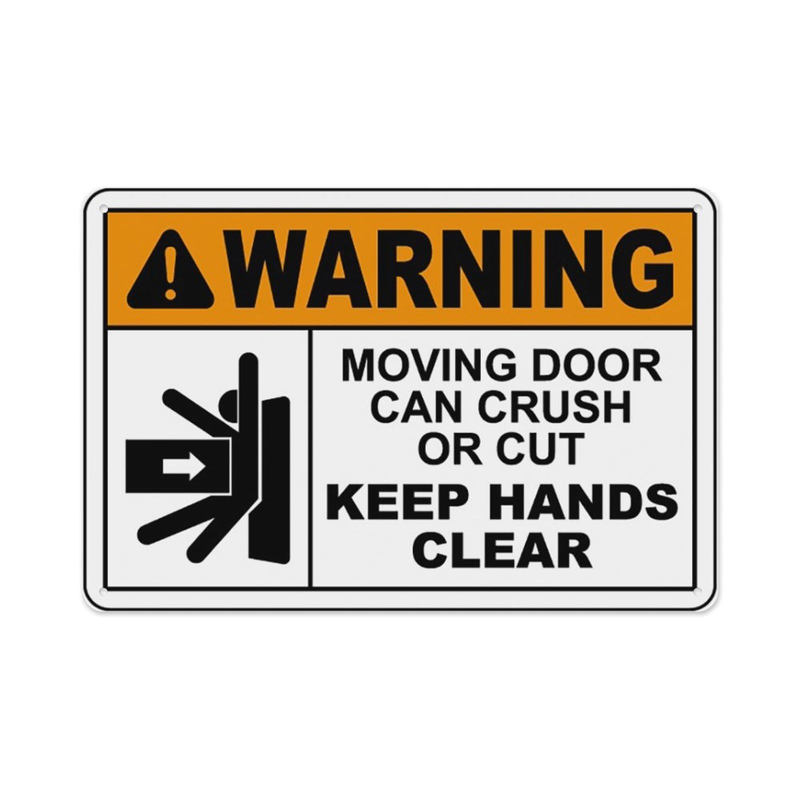 peiyeety Warning Moving Door Can Crush Sign Aluminum Tin Warning Signs For Home Outdoor Garden 12X16 Inches