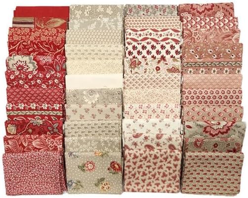 Miniatura 2 de Fields 10 Fat Quarters  Surtido de moda francesa general Francia calicó flores florales rojo, rosa, azul, crema, clásico, calidad de reproducción,