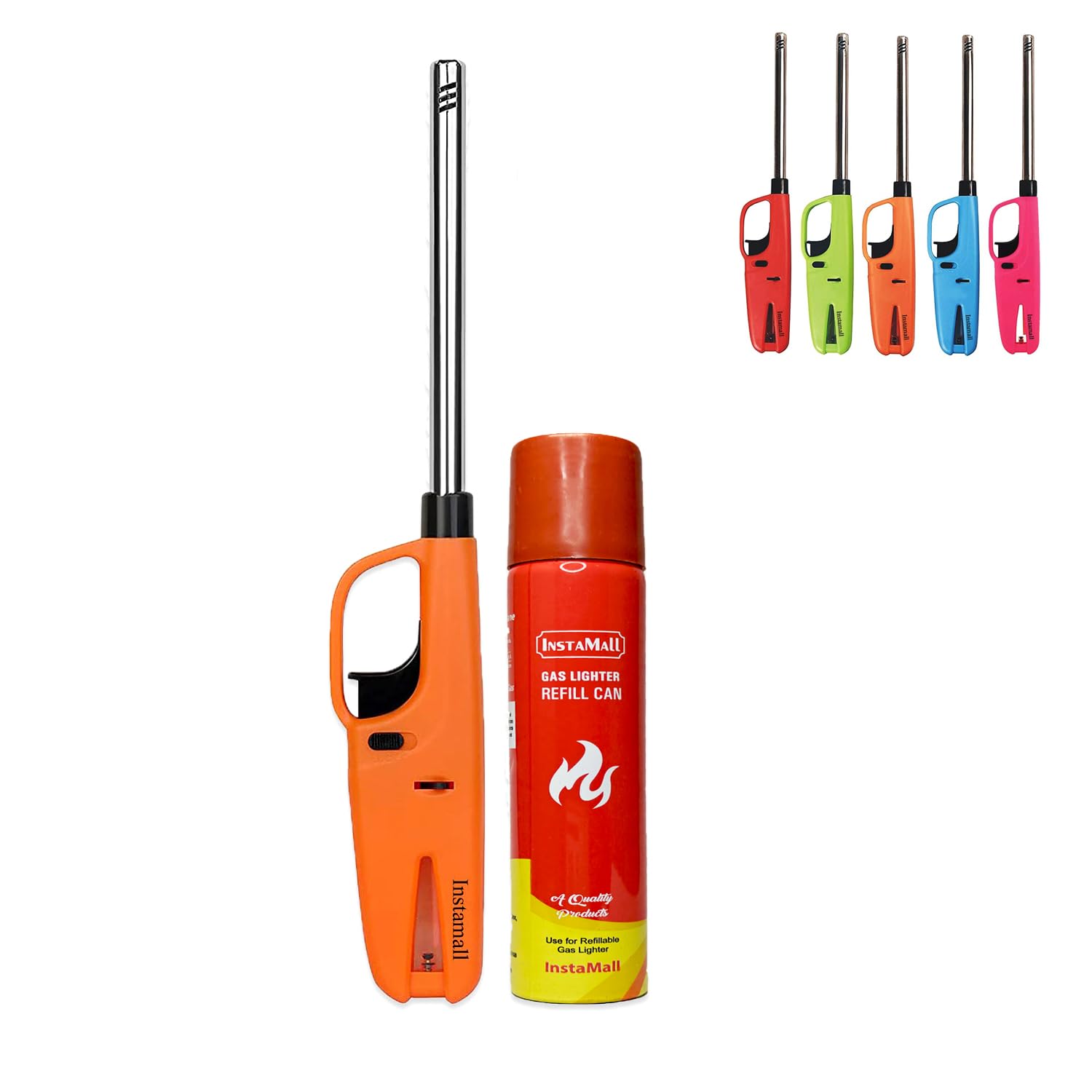 Sponsored Ad - Plastic Adjustable Flame Gas Lighter for Kitchen Gas Stove, Refillable with 100ML Refill Can, Multicolor Pack of 1