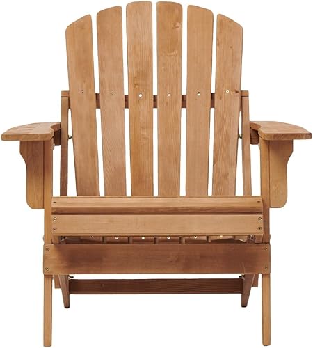 Miniatura 4 de Silla Adirondack plegable clásica de madera de gran tamaño para jardín, patio y patio trasero, respaldo y asiento premontados, diseño resistente,