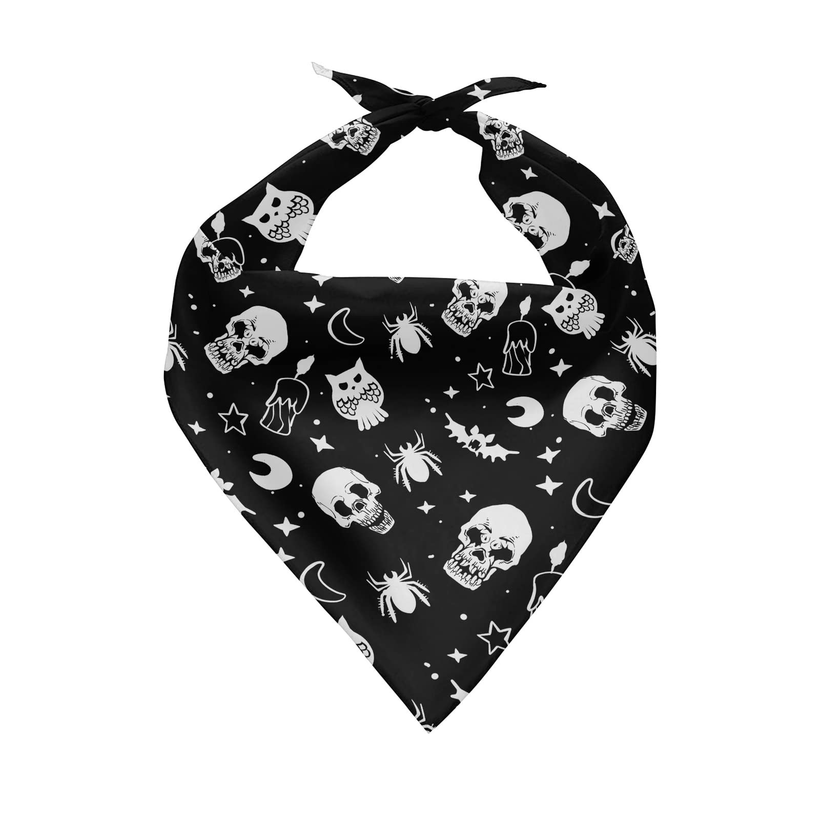 Howilath Halloween Skeleton Bat Bandana - Washable Triangle Neckerchief, Colorful Bibs Scarf for Dogs, Cats and Pets