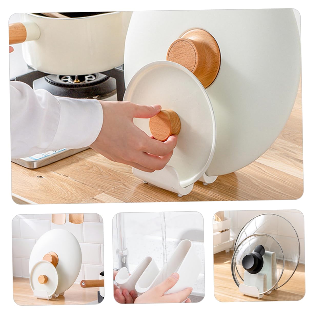STOBAZA Countertop Pot Lid Organizer Rack Multifunctional Cooking Pot Cover Holder Space Saving Design for Various Kitchen Storage