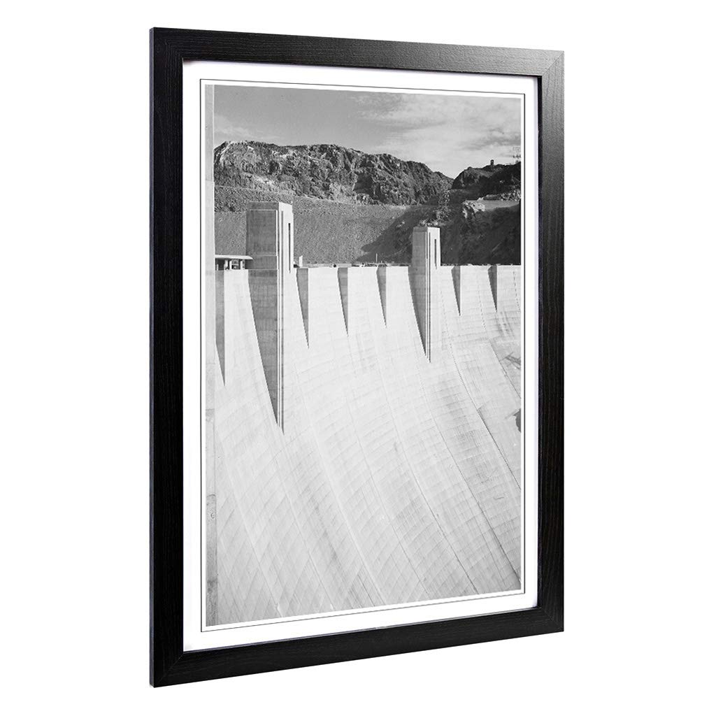 Big Box Art Framed Print of Ansel Adams Boulder Dam Close Design | Wall Art Picture | Home Decor for Kitchen, Living Room, Bedroom, Hallway, Black, A2 / 24.5x18 Inch / 62x45cm