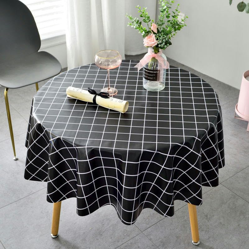 Nappe en PVC table ronde fleurie imperméable et résistante 140cm