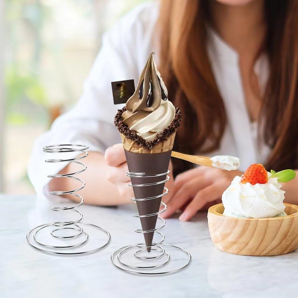Lot De 4 Supports pour Cornets De Glace, en Acier Inoxydable, pour Pizzas Gaufres, pour Cuisine, Le Restaurant Les Fêtes
