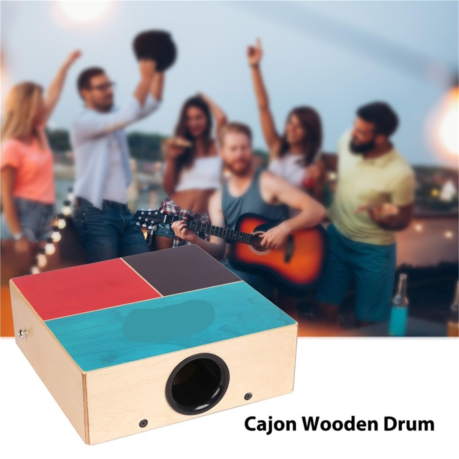 Cajon Cajon Tamburo in legno piatto a mano portatile con tracolla regolabile Strumento a percussione