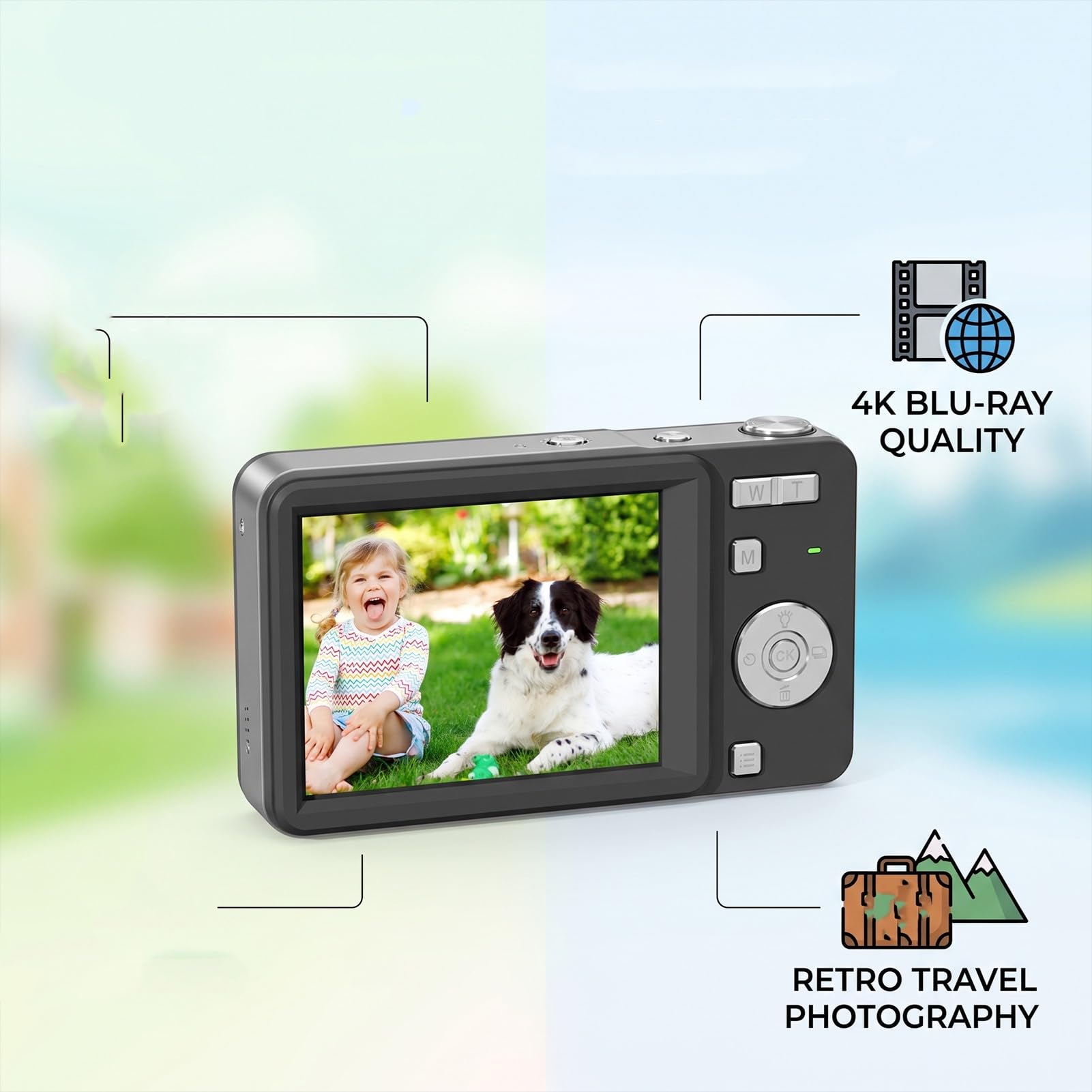 Dpofirs Fotocamera Digitale Scorrevole retrò 4K (BLACK)