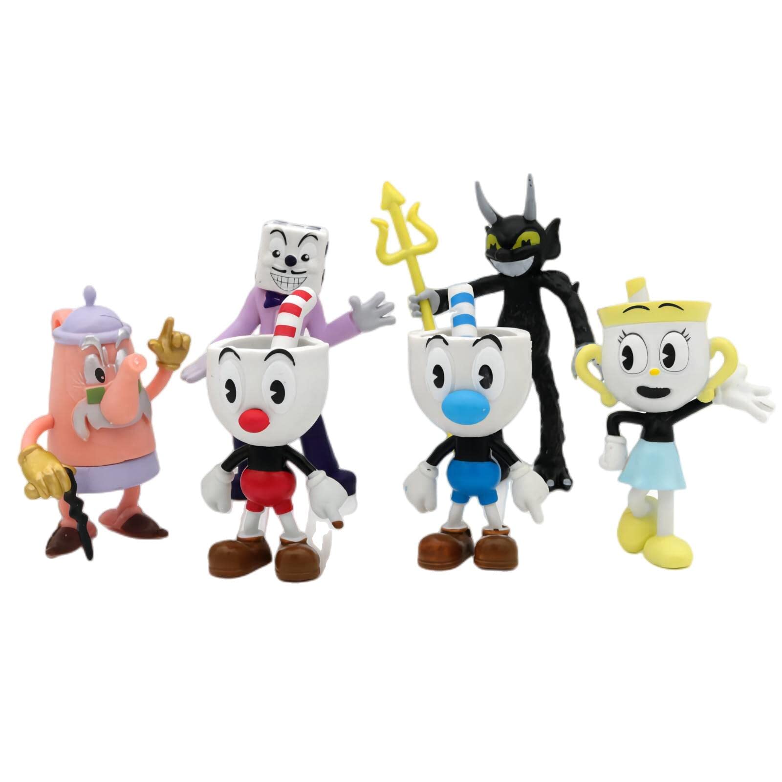 ELOHYYA 6pcs Cup-head Figures Set Cup Cake Toppers Anime Cake Decoration Figures Game Action Figures Toys Cupcake Figurines Party Supplies for Kids Fans Birthday Cake Party Decoration