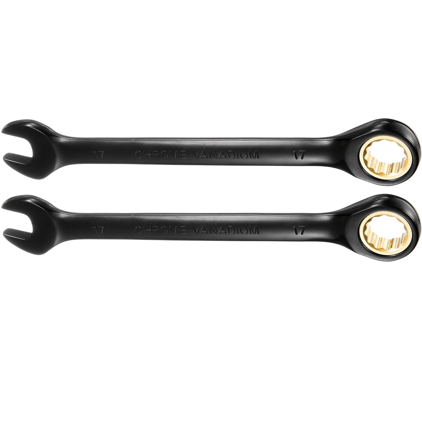 TA-VIGOR 2pc 17mm Ratcheting Wrench, 72 Teeth Fixed Head Combination Ratchet Spanner, Metric Open End Wrench and Ring Ratchet Wrench for Pipeline Automotive Repair, Furniture Assembly, Nuts and Bolts