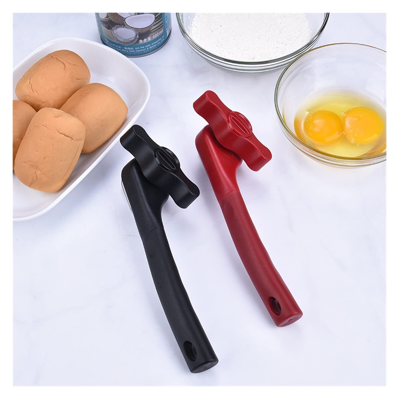 Abridor De Tarros CAN Manual de acero inoxidable CAN Abrelatas fácilmente abrelatas con knob cocina Abre Botes (Color : Red 2 Pcs)