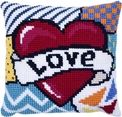 Needleart World Juego de bordado de cojín – Kit de punto de cruz de 5 unidades – Juego de bordado para principiantes – Kit de herramientas de inicio con herramientas de bordado – Kit de bordado