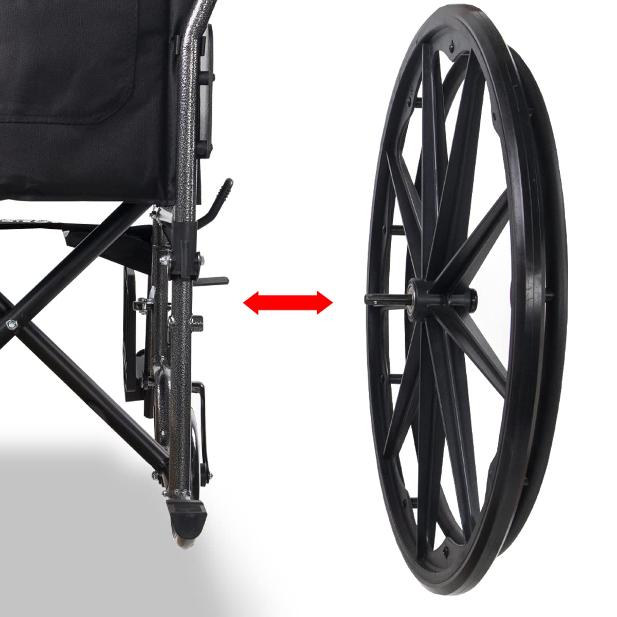 Mobiclinic, Silla de ruedas plegable, S220, Extracción rápida pulsando un botón, Premium, Asiento 46cm, Reposapiés y reposabrazos abatibles, Palanca freno, Resistente, Color negro