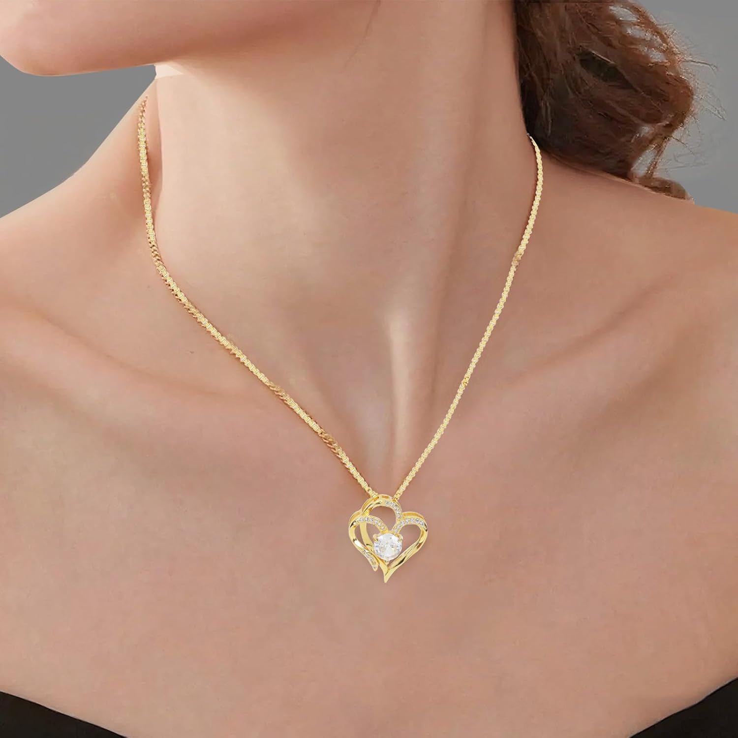 Heart Necklace for Women 14K Gold Plated Adjustable Length Chain Pendant Elegant Initial Jewelry Gift for Mom Daughter Friend Perfect for Birthday Anniversary Christmas Valentine's Day - Image 5