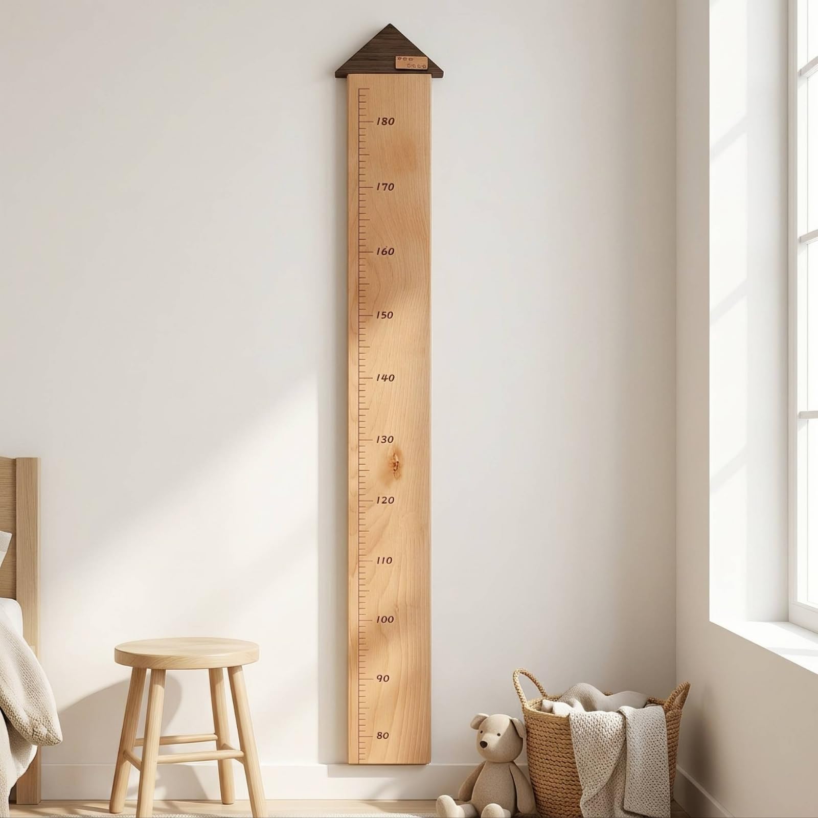 Righello Altezza Bambini Righello Crescita Statimetro Bambini Misuratore Altezza Parete a Forma di Casetta in Legno con, style to 1