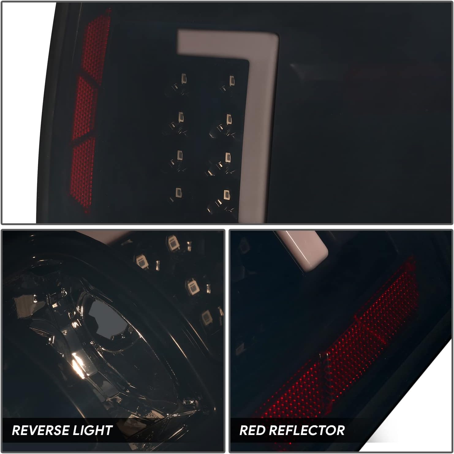 DNA MOTORING Pair L-Style LED DRL Tail Light Brake Lamp Assembly Compatible with 09-14 F150, Black/Smoked Lens,TL-ZTL-006L-SM