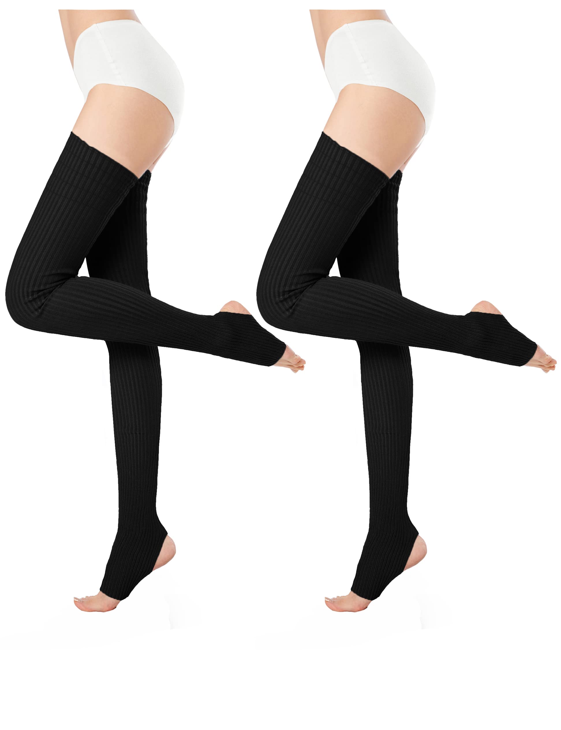 v28 Women Girls Thigh High Neon Ribbed Long 80s 90s Party Skating Leg Warmers