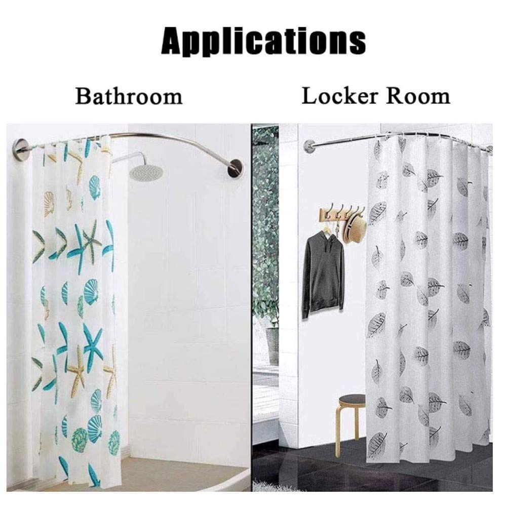 Barra de cortina de ducha de esquina ajustable, instalación sin taladrar, riel en forma de L de acero inoxidable 304 para baño, probador, tienda de ropa