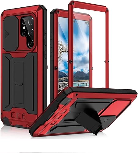 Miniatura 9 de CZKE Funda de metal de aluminio con protector de pantalla para Samsung Galaxy S22 Ultra, Doom Armor militar resistente a prueba de golpes cubierta