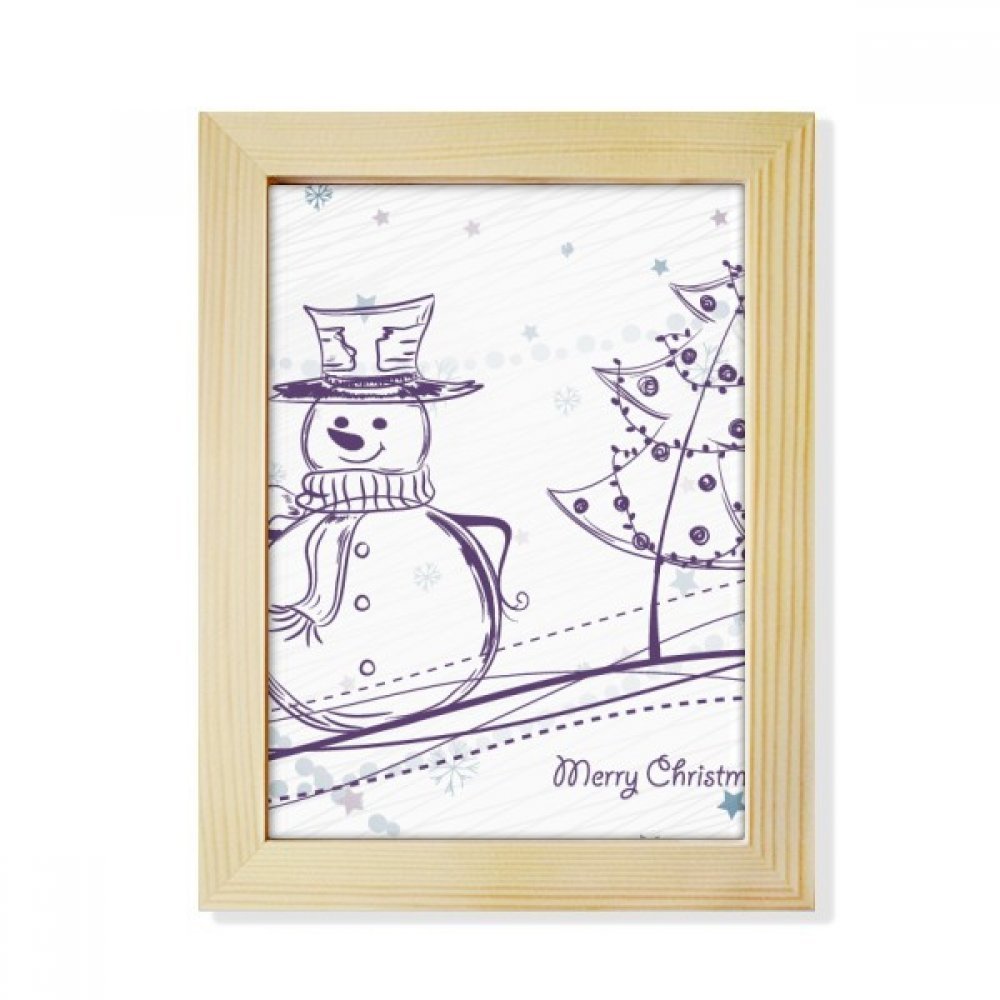Muñeco de nieve en marco decorativo de madera 6x8 para el escritorio del hogar