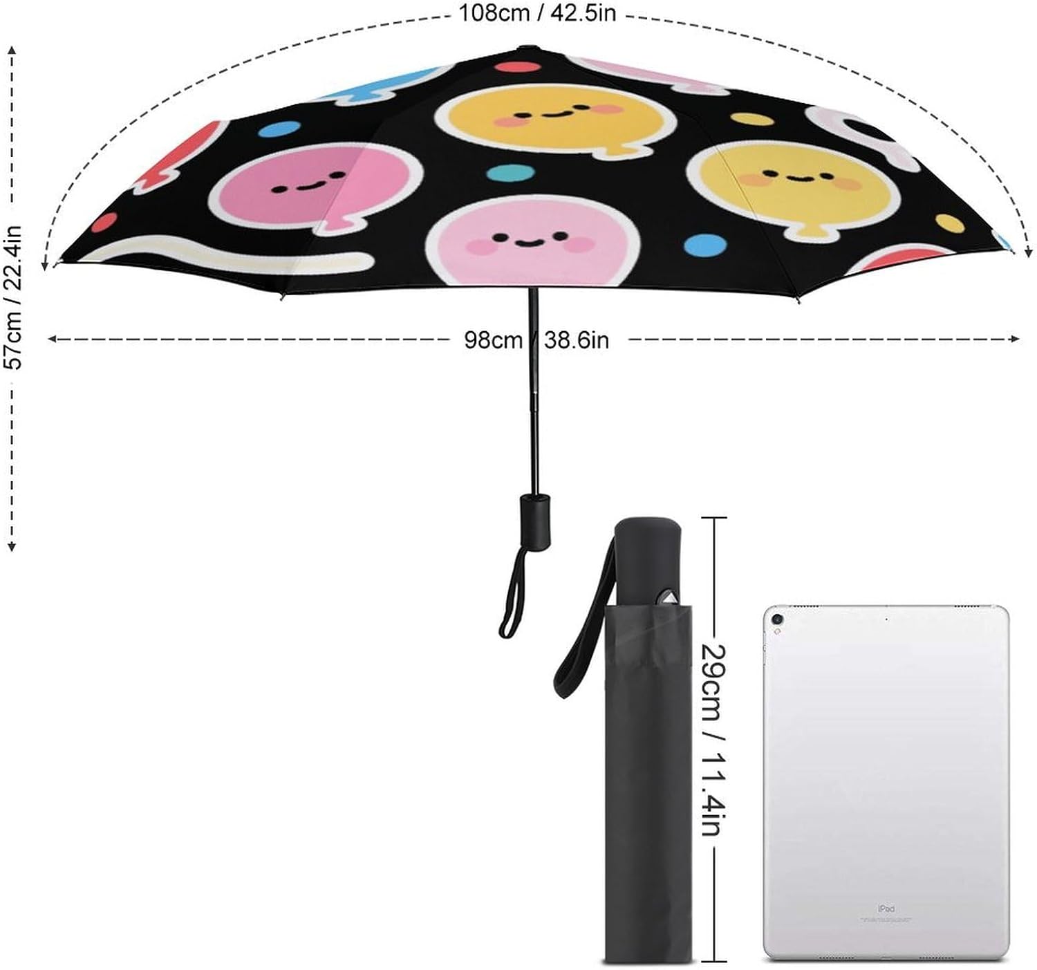 Balloon Streamers Windproof Travel Umbrella, One-Click Automatic Open And Close, Portable Compact Folding Umbrella for Women Men, Fits Backpack & Car