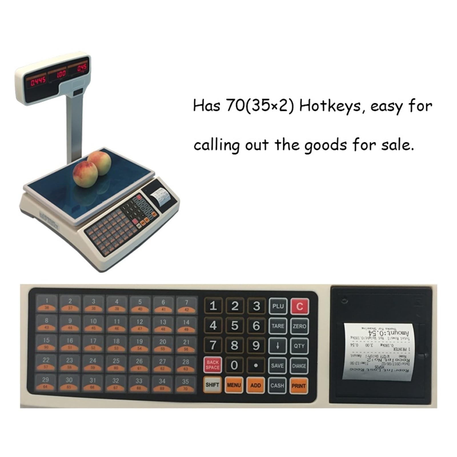 Digitale Waa, 30 kg, Küchenkassen-Belegwaa mit Software for POS-Einzelhandelsschäfte Einfach einzurichten(Cash box)