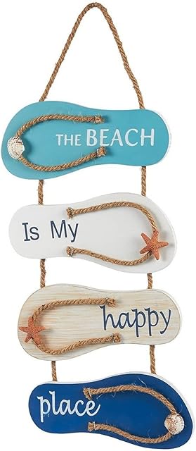 Juvale Flip Flop Wall Ornament, Slippers Hanging Decoration with Beach Design, Ocean Décor for Living Room, Bedroom, and Dining Room, 8.75 x 3.75 x 3 Inches