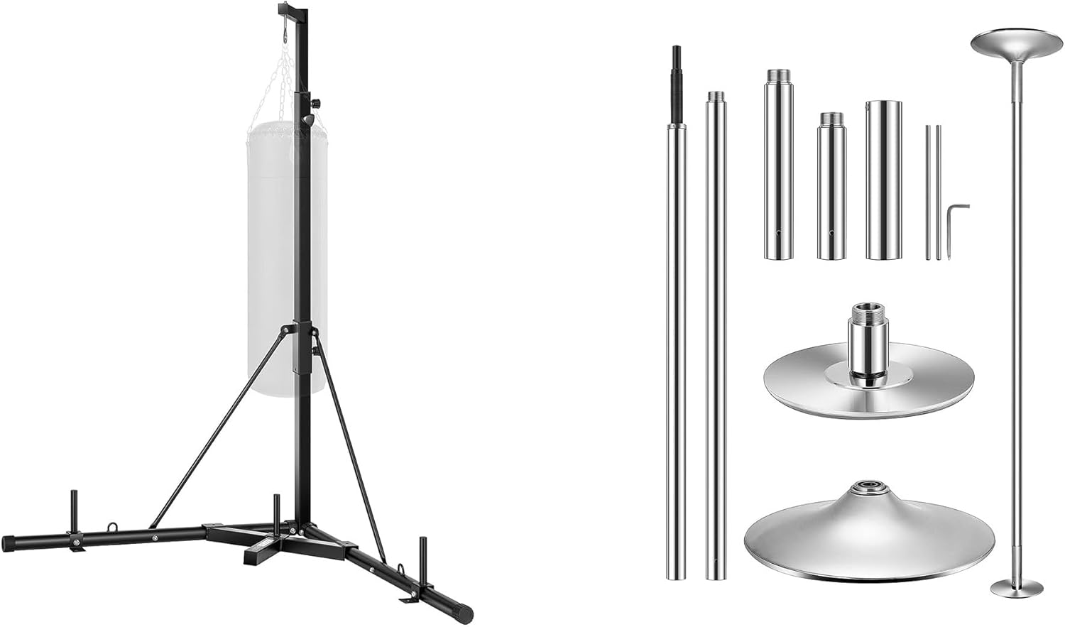 VIVOHOME Height Adjustable Foldable Heavy Duty Boxing Punching Bag Stand with Professional Dancing Pole