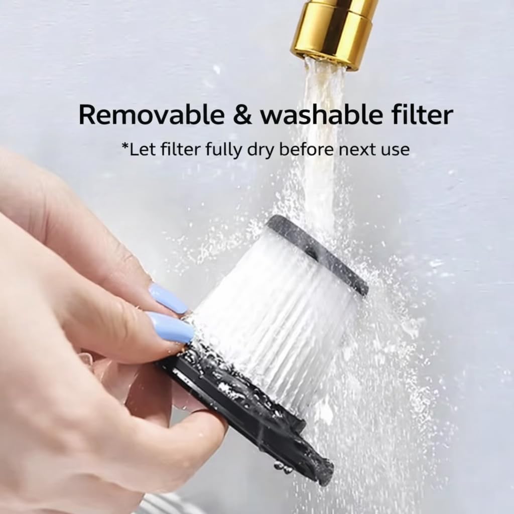 Portable Car Vacuum and Air Duster, 9000pa Suction, 4000mah Battery, USB-C Charging, Black and Gold, with 6 Attachments