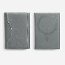 Sneezy iPhone 16-16 Pro 16 Pro Max ile uyumlu Manyetik Katlanabilir Standl  Deri Kartl k C zdan Gri