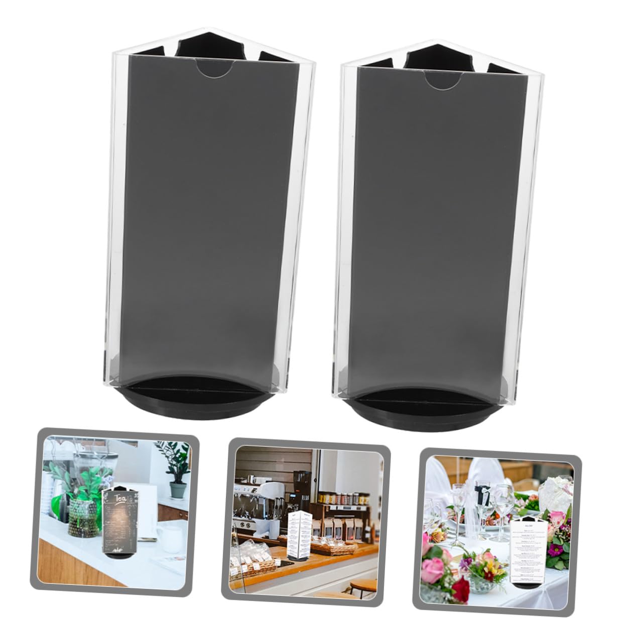 BESTYASH 2 Stück Acryl Tischaufsteller Drehbar Rotierend Robust Leichter Menühalter Preisschilder Werbeaufsteller für Büro Restaurant Theke
