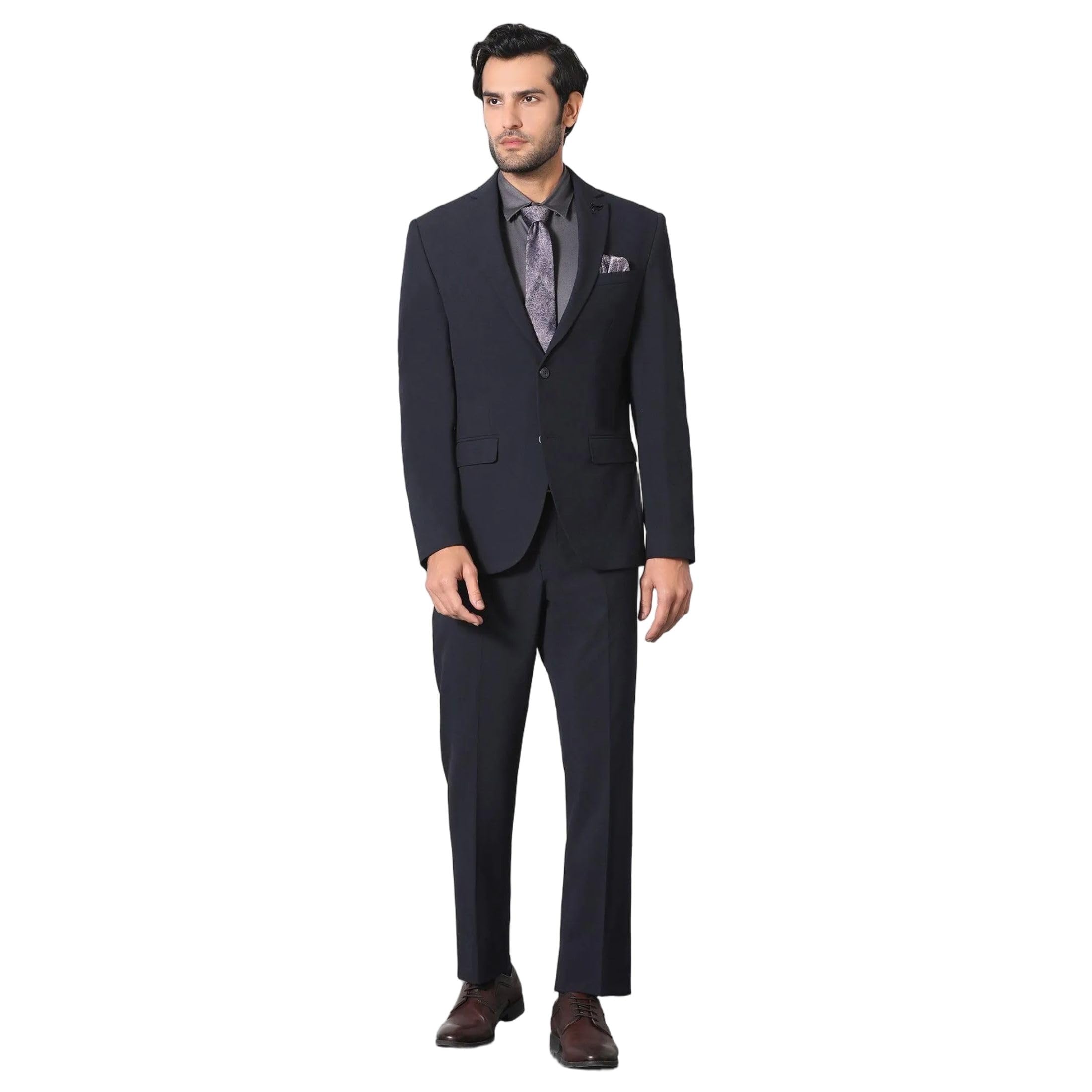 blackberrys Men's Slim Fit Solid Black Two Piece Suits-picture-18