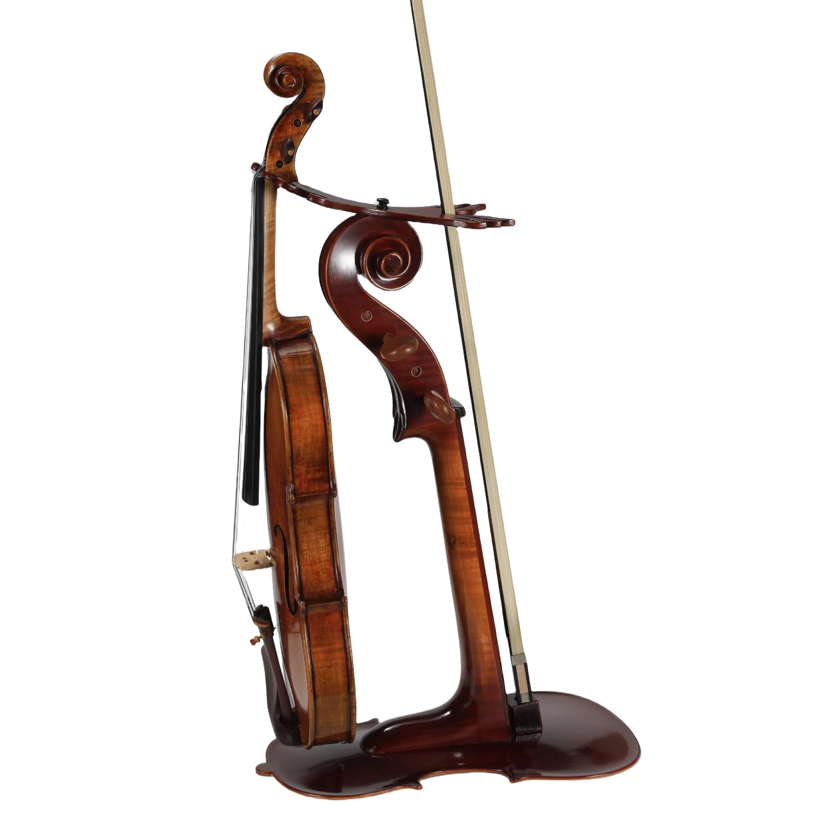 Violinenständer aus Massivholz mit Bogenhalter – keine Montage erforderlich, robustes Display in 4/4-Größe, handgefertigtes Design für Zuhause/Studio/Bühne