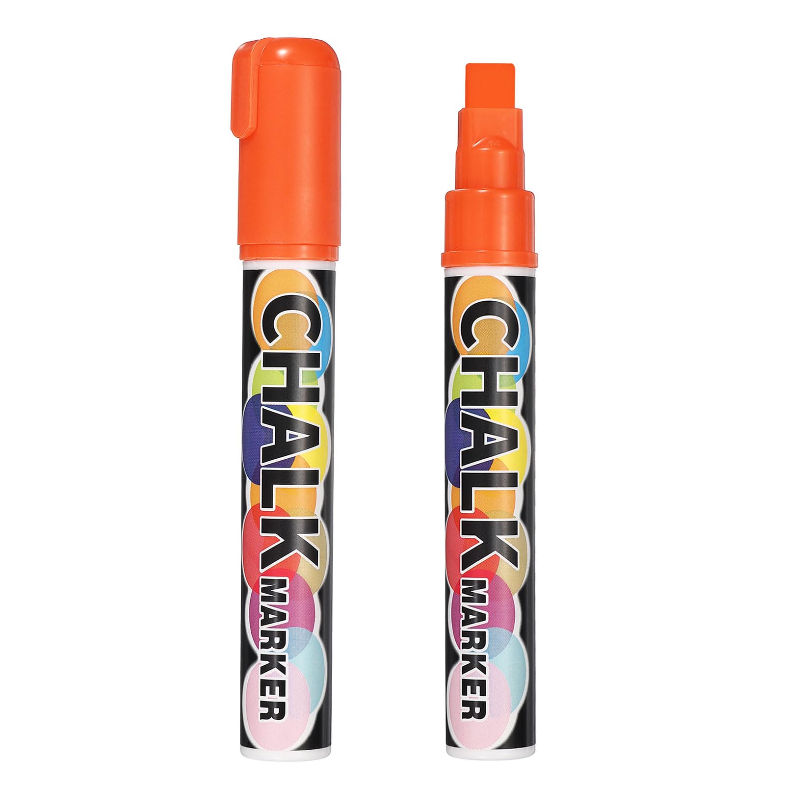 PATIKIL Liquid Chalk Markers 10mm, 2 Pcs Chalkboard Markers, Dry Erase Chalk Pens with Erasable Wide Fine Tip Wet Erase for Chalkboard Windows Blackboard Car Mirror Glass, Orange
