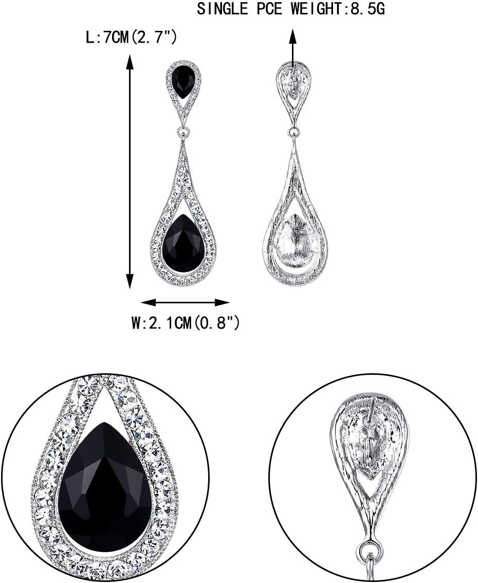 EVER FAITH Women's Jewelry Austrian Crystal Elegant Dual Teardrop Wedding Bride Pierced Dangle Earrings - Image 4