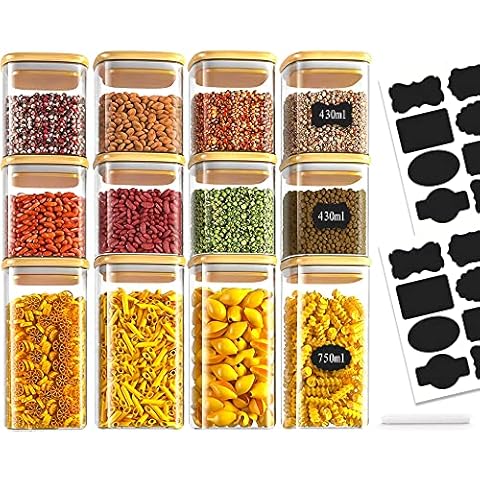 Amzeeniu Tarros de Cristal con Tapa 12pcs Cover