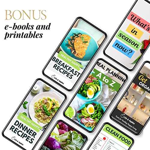 Life & Apples Wellness Planner Pro For Healthy Living - With Agenda, Food Journal, Gratitude, Fitness And Self-Care - Track Weight Loss Diet, Physical And Mental Health Goals - Undated, White Linen #TOP6