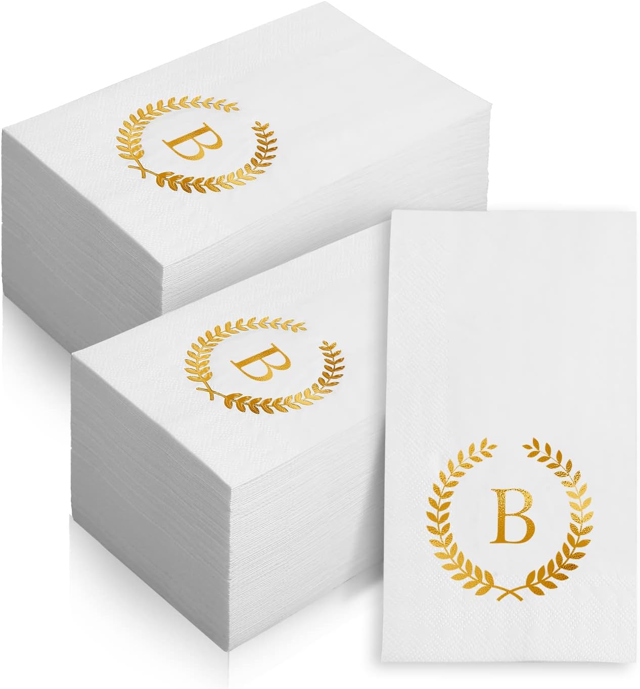 200 Pack Monogrammed Disposable Napkins Gold Foil Letter B Guest Napkins Initial Di...