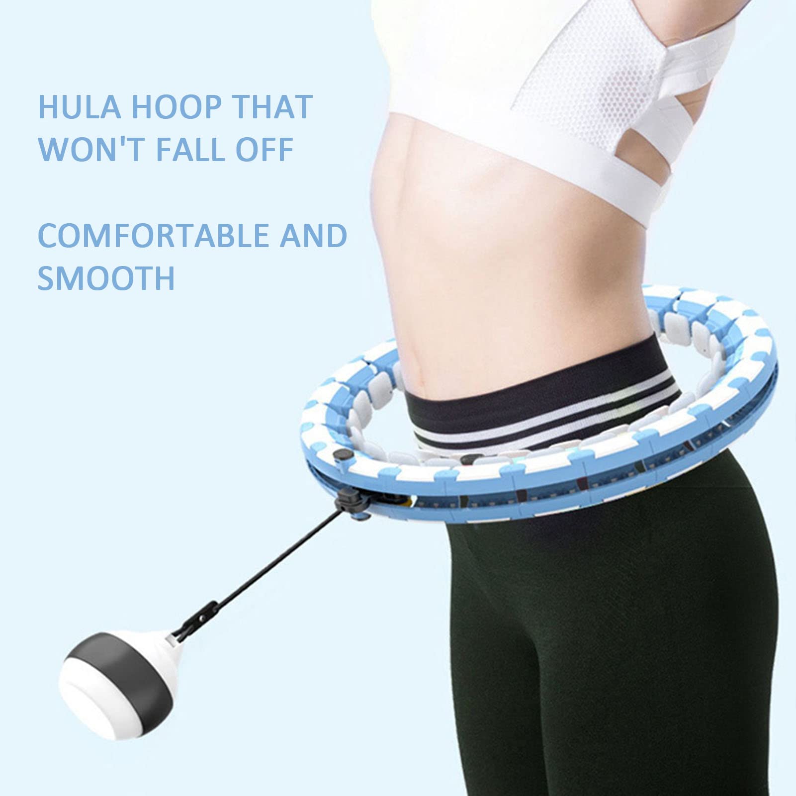Peso Hula Hoop Fitness, Non Goccia Yoga Hula Hoop, Misura Regolabile per Adulti E Bambini Peso Attrezzature Sportive, Esercizio per Gambe, Vita E Fianchi, 24 Nodi