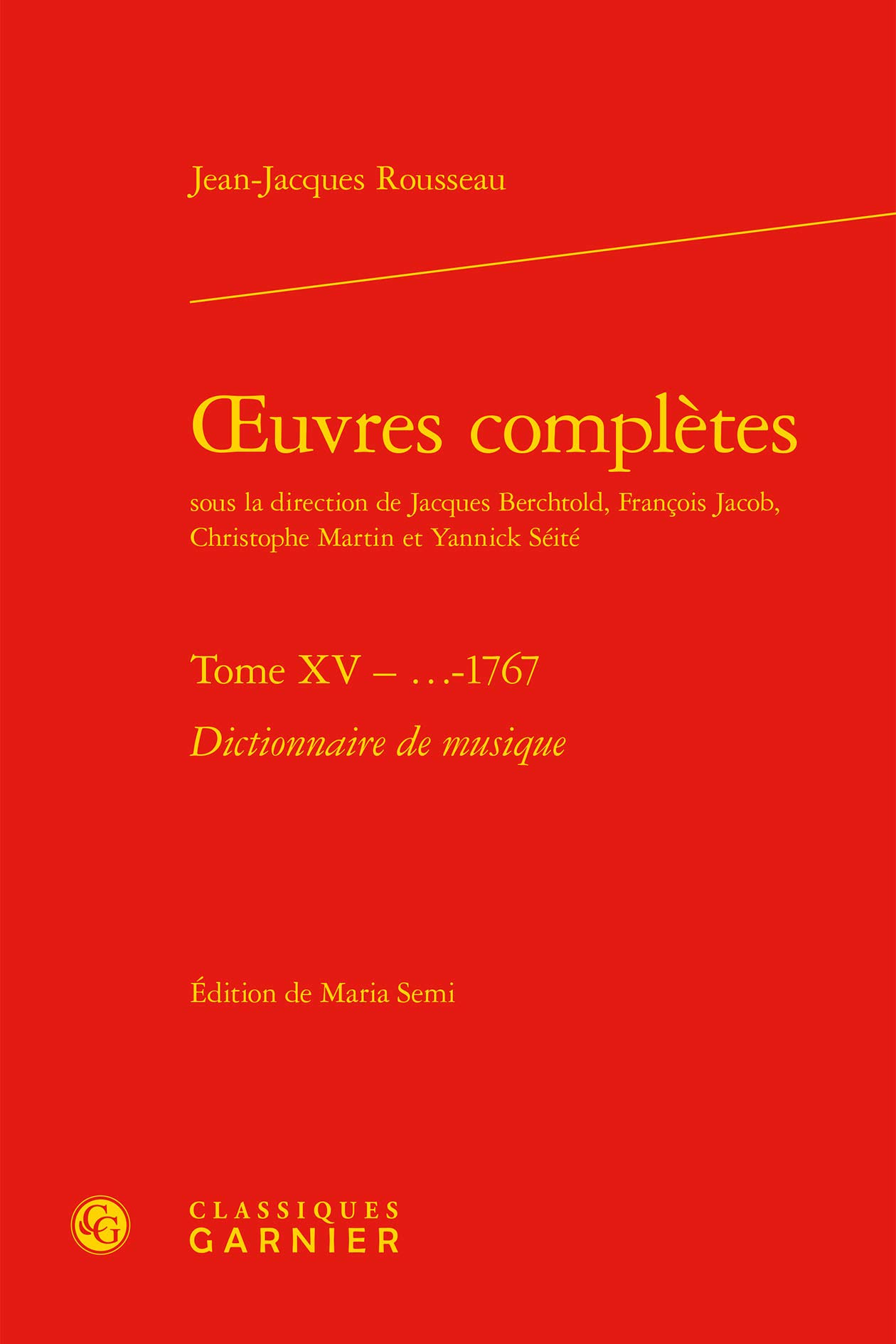 Dictionnaire de musique imprimé historique Tome XV de 1767