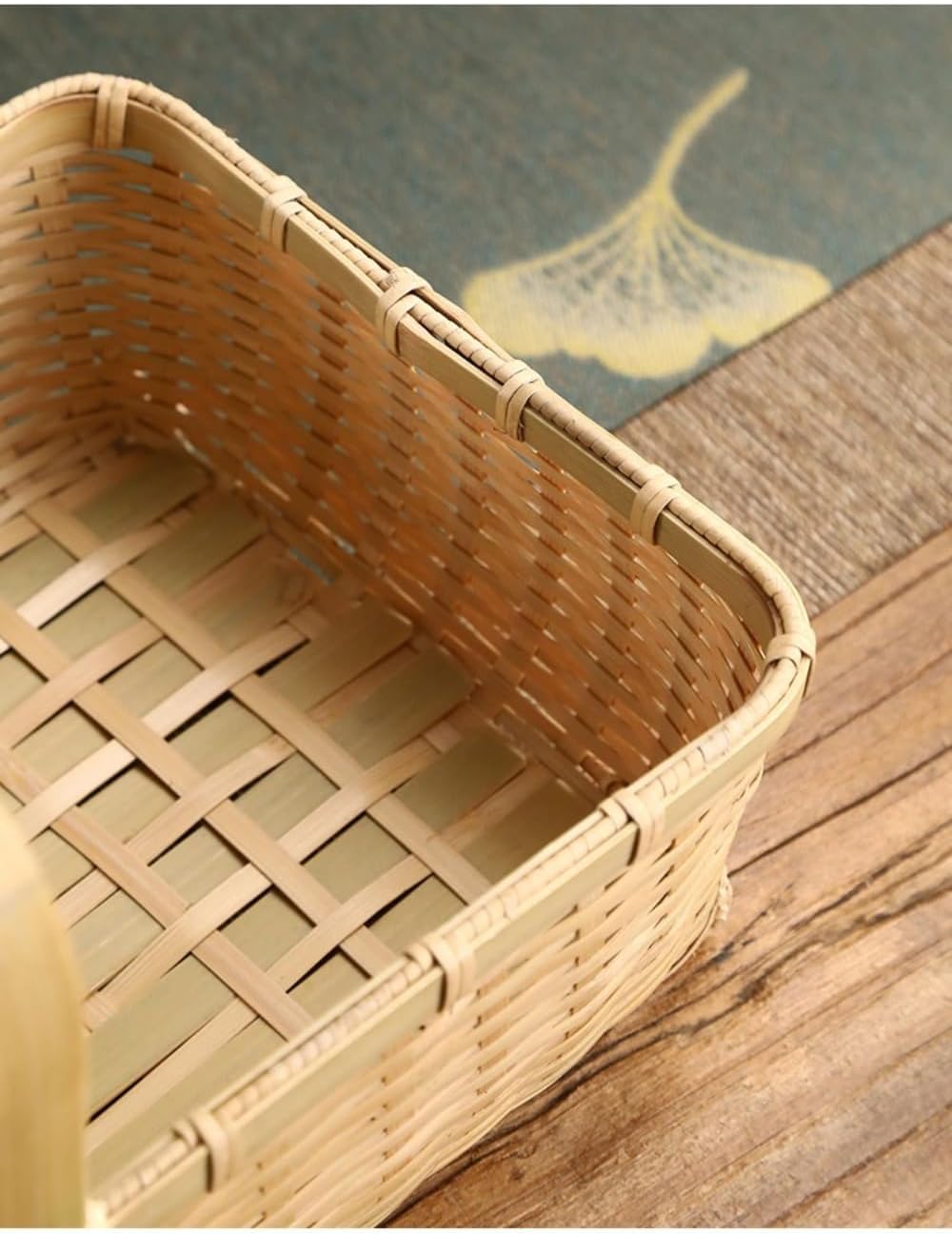 MKHJBFGIフルーツバスケットレ トロなポータブル竹かごポータブル収納 (大きい)