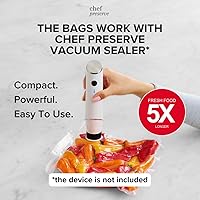 Vista 4 de Bolsas de sellado al vacío reutilizables Chef Preserve para alimentos – 60 bolsas de almacenamiento de alimentos sin BPA, congelador, microondas