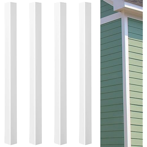 Blulu 4pcs 4 ft White Outside Corner Post 3 in. x 3/4 in. Corner Post Trim Bead Exterior Home Vinyl Siding Building Angle House Construction Molding Outdoor