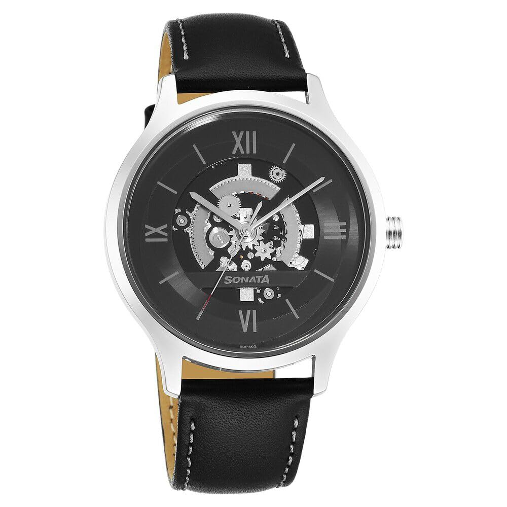 Sonata Unveil Quartz Analog Black Dial Leather Strap Watch for Men-7140SL07 (B0CRHR43M1) Amazon Price History, Amazon Price Tracker