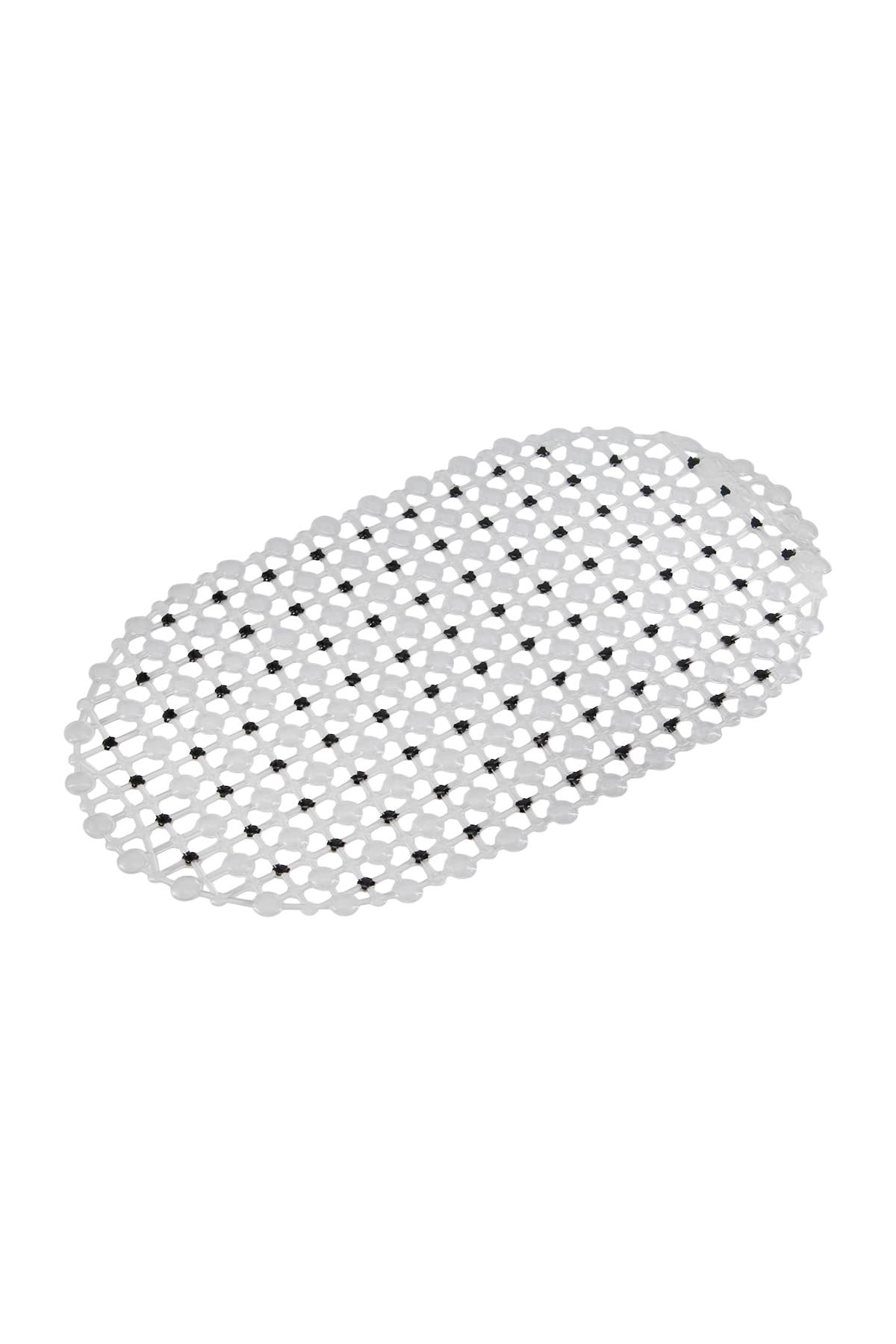 Eko Serisi Banyo - Küvet İçi Kaydırmaz Vantuzlu Oluklu Oval Paspas 63 x 34 cm, Siyah