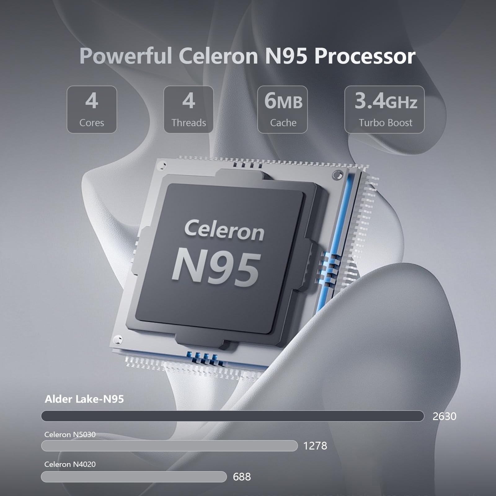 Ordenador Portátil 15,6" Celeron N95, PC Portátil Win 11 16GB RAM 512GB SSD, Laptop Pantalla FHD IPS, Teclado Retroiluminado con Huella Dactilar, USB3.0, HDMI, WiFi 5 - Computadora Portátil Versátil - 3