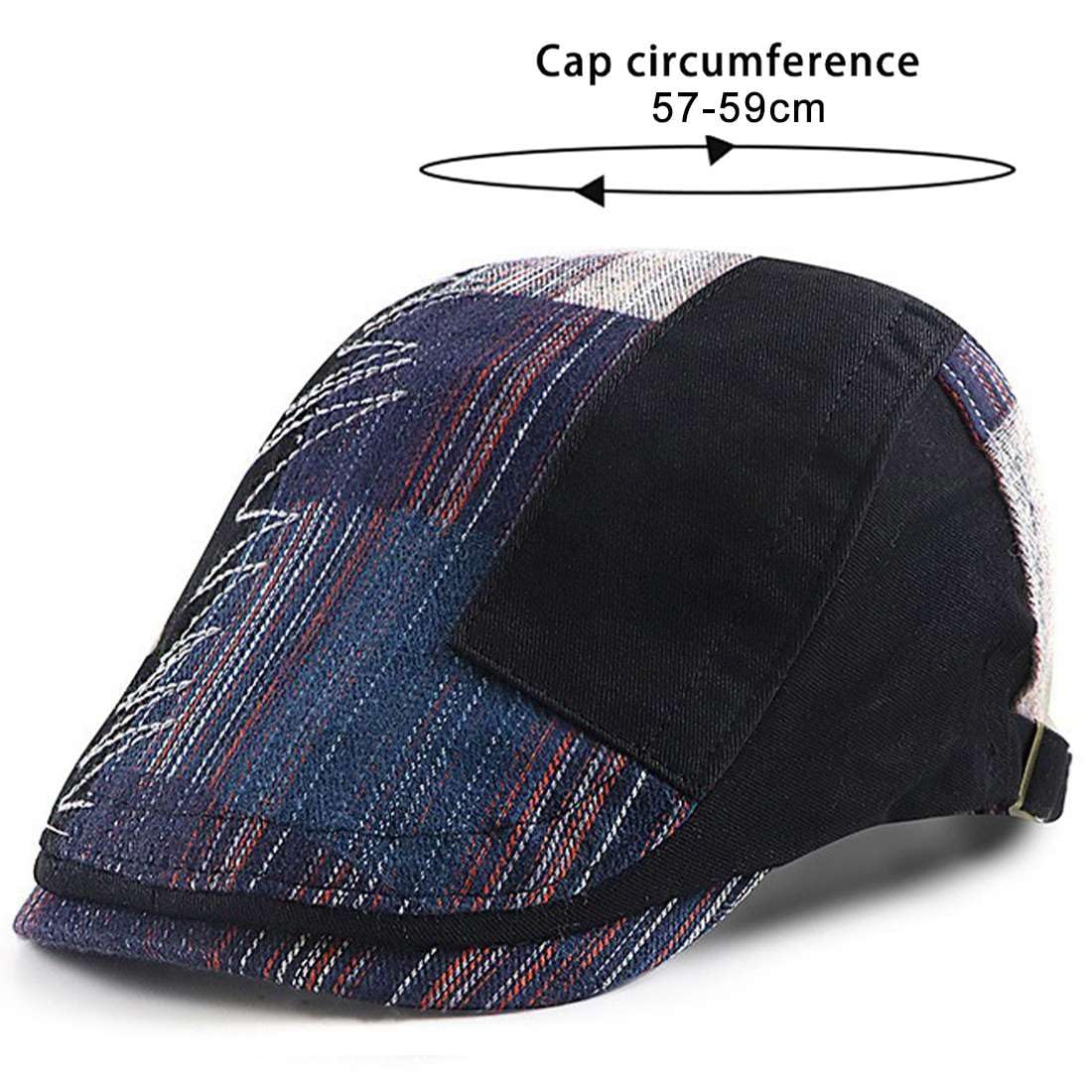 JNKET Fashion Men Women Flat Cap Splicing Duckbill Cap Casual Driving Cap Adjustable Newsboy Hats (US, Alpha, One Size, Medium, Wine red)